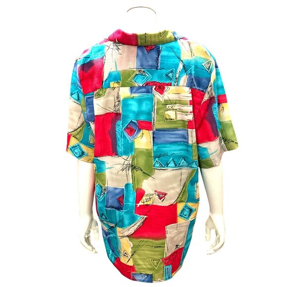 Alfred Dunner 12 Abstract Print Shirt Boldwear Retro Colorblock Artwear Blouse - Picture 6 of 13